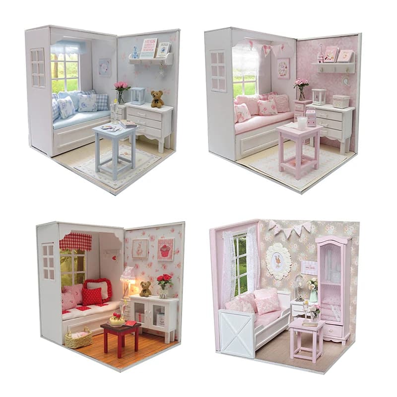 Fai da te Casa delle bambole Casa Kit di mobili in miniatura modello di Casa principessa rosa assemblare giocattoli per bambini ragazza regalo di compleanno per adulti
