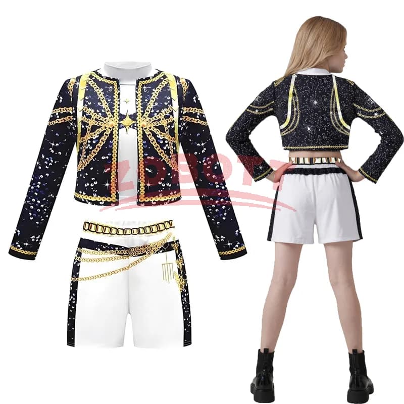 Cosplay Costumes Black and Gold Female Group, Costumes for Games, Halloween and Shows