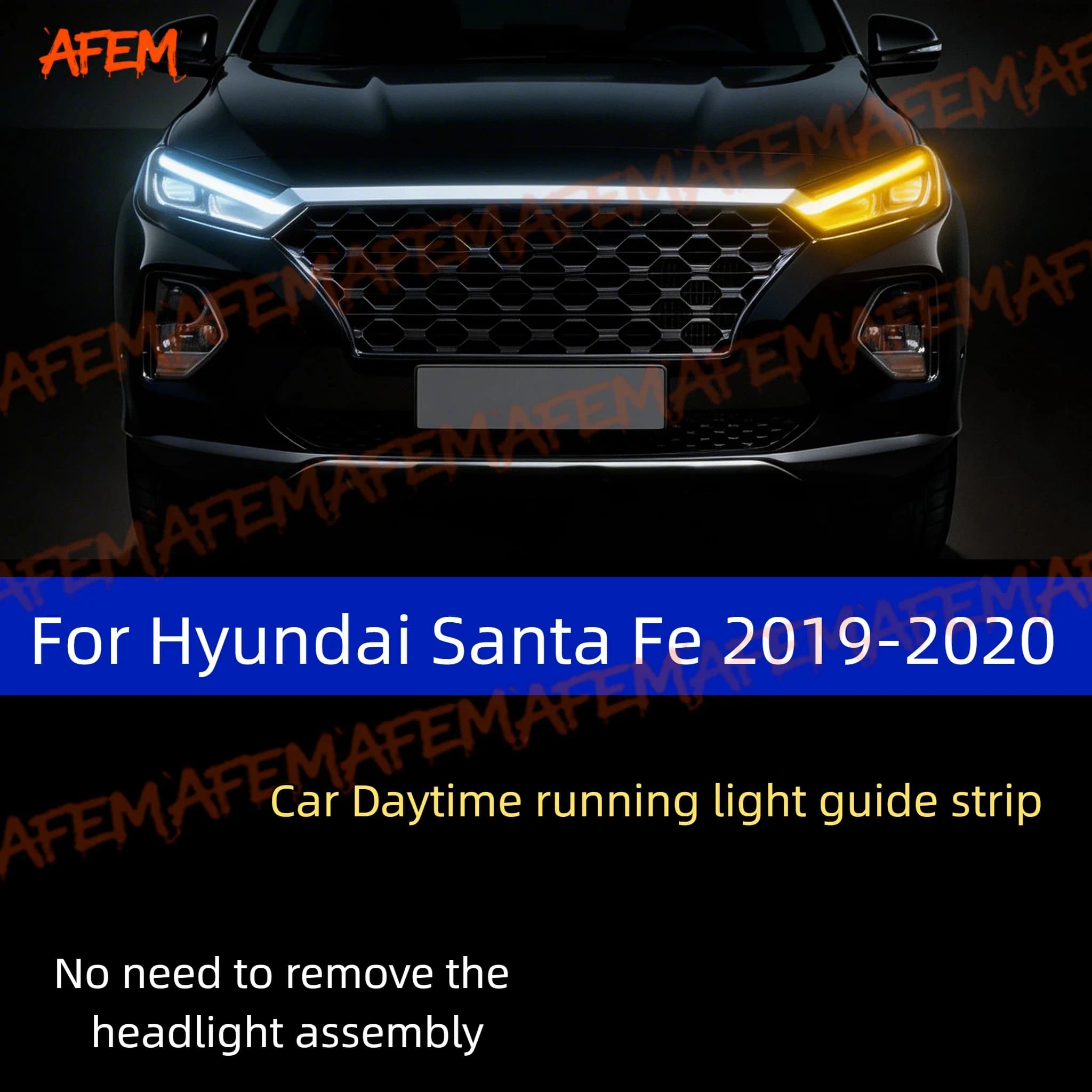 For Hyundai Santa Fe 19-20 2Pcs 12V Led Guide Strip Headlight For Car Daytime Running Lights Turn Signal DRL Car Modification