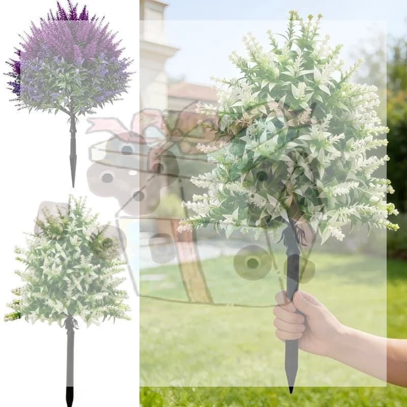 【CC】Artificial Lavender Topiary Stake Plant Fake Violet Flower Ground Stake For Garden Yard Patio Lawn Outdoor Landscape Decor