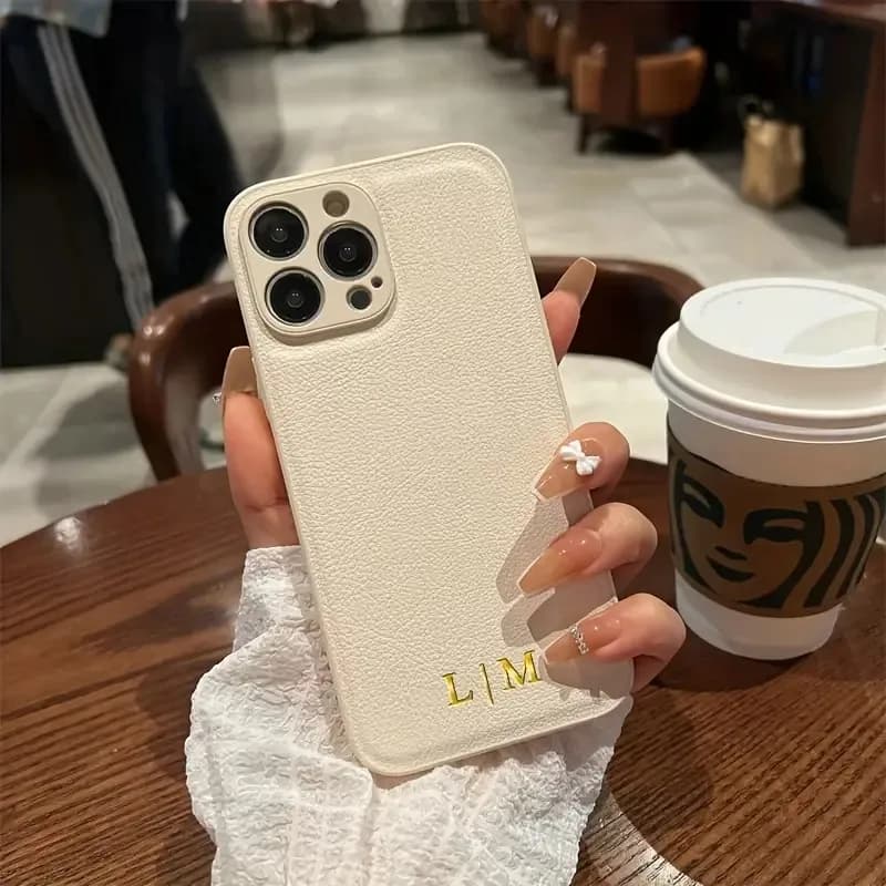 Custodia con nome personalizzato personalizzato per iPhone 16 15 14 13 12 11 Pro Max Iniziali Lettere Cover in pelle fai da te 13 14 15 16 Pro Max