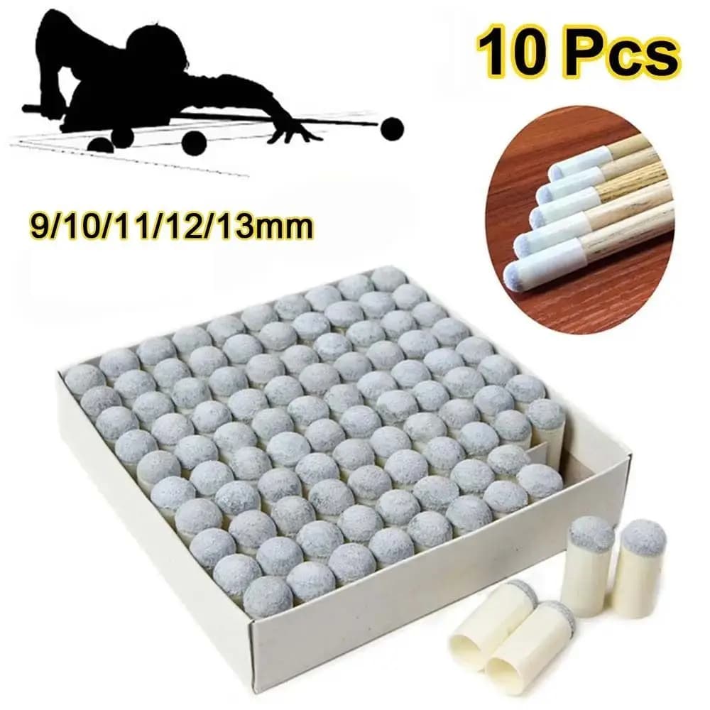Confezione da 10 Pezzi - Copritacchette di Ricambio per Stecche da Biliardo, Accessori per Snooker, Protezioni per Tacco 9/10/11/12/13mm, in Plastica