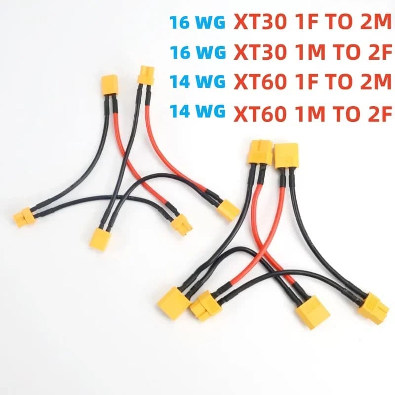 Adattatore batteria Serie Cavo di collegamento per elicottero Rc a forma di Y Connettore XT30 XT60 da maschio a femmina 14AWG/16AWG 10CM