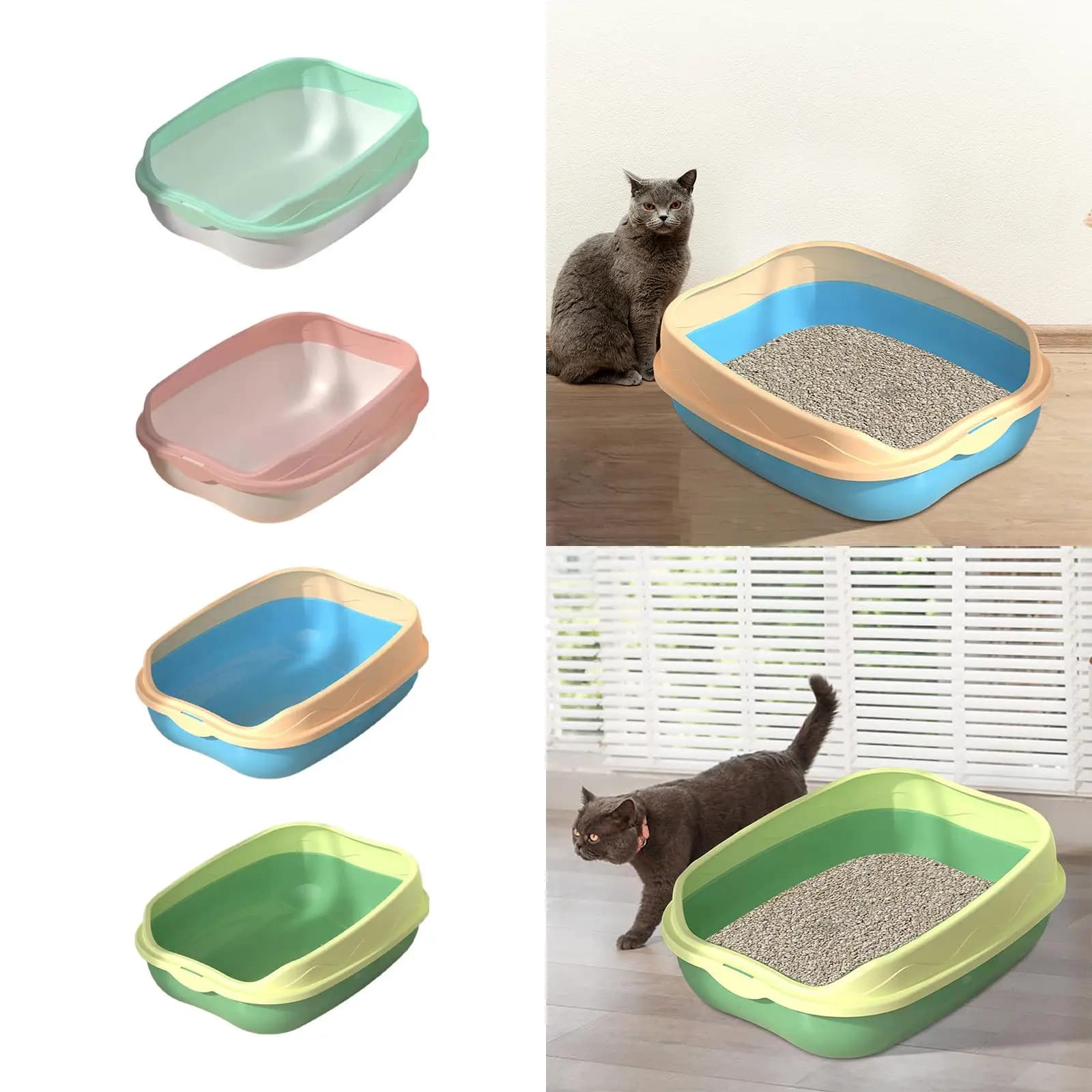 Lettiera per Gatti Resistente alle Macchie, in Plastica Smontabile, con Bordi Alti, Grande, Semi-Chiusa, con Protezione Anti-Schizzi, a Coperchio Aperto