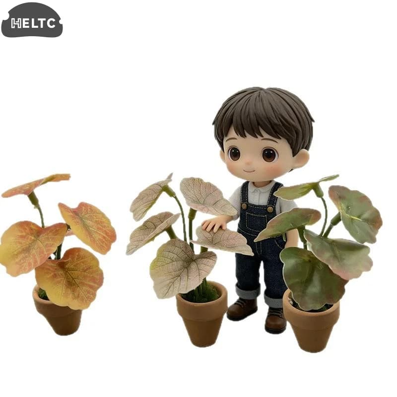 1 Piece Mini Green Taro Vase Plant for Home Decoration, Scandinavian Style Decorative Item for Doll House