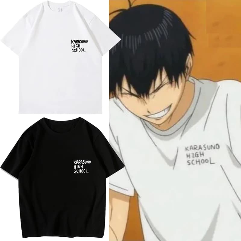 T-shirt casual in cotone 100% per ragazzi e ragazze, stile anime, per pallavolo, girocollo, alla moda