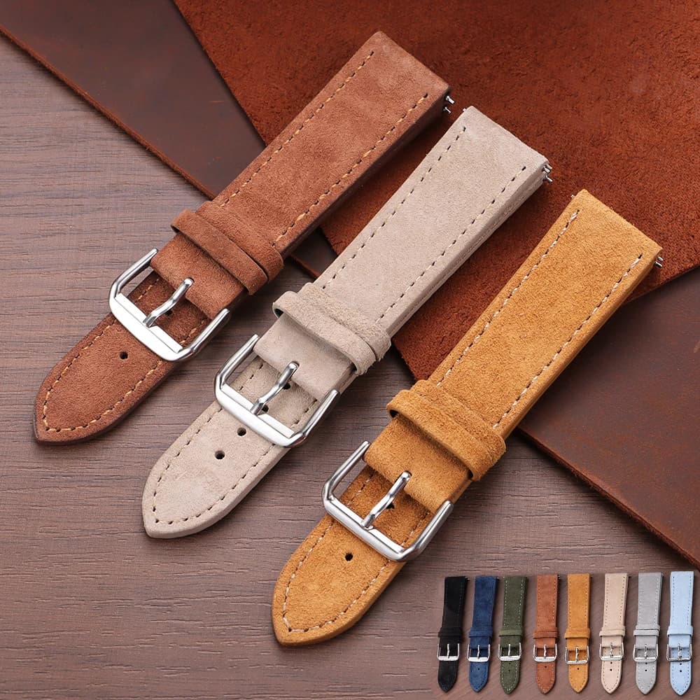 Women's Vintage Suede Leather Watch Strap Soft Handmade Strap 18mm 19mm 20mm 22mm 24mm for Smartwatch