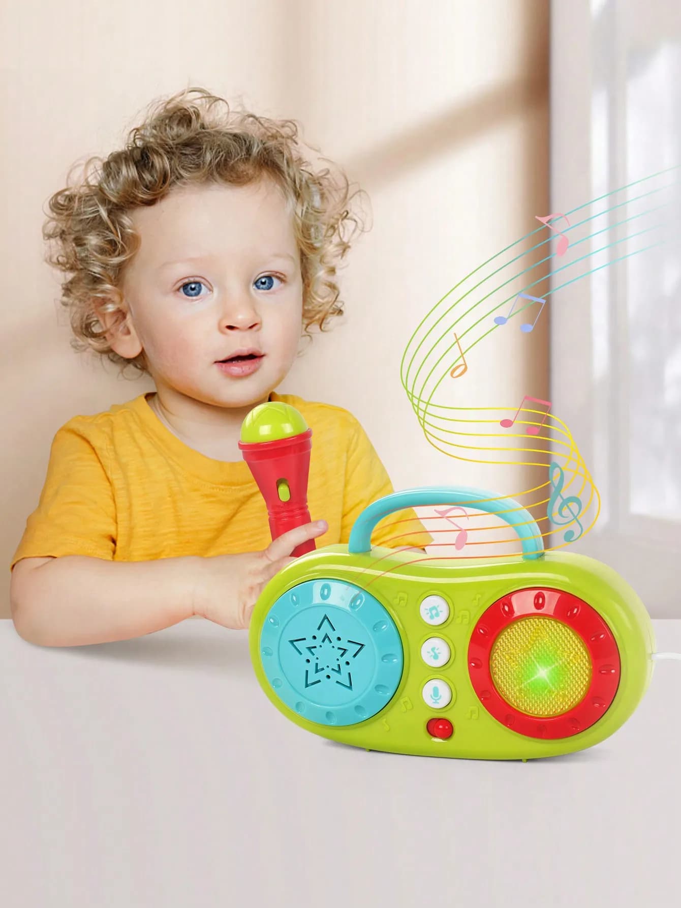 Macchina per karaoke portatile per bambini Microfono Altoparlante 2 in 1 Giocattolo musicale per la prima educazione Regalo di compleanno per bambini Ragazzi Ragazze