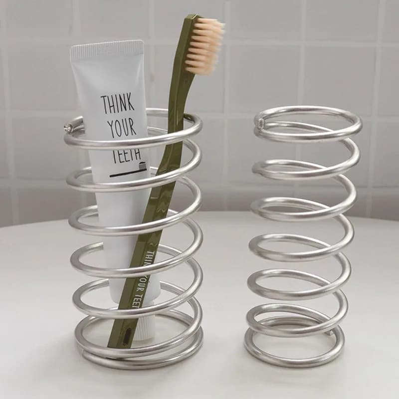 Portaspazzolino in Acciaio Inossidabile, Accessorio da Bagno in Metallo, Porta Spazzole da Denti e Pennelli da Trucco, Decorazione per la Casa