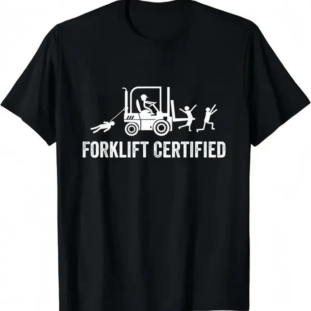 Men's Fitted Casual Round Neck Short-Sleeve Cotton T-Shirt - Funny Chicken Forklift Certified Operator Graphic, Lightweight Summer Outdoor Top, Mens Gift for Him to Pair with Jeans, Mens Gifts, Gifts For Him