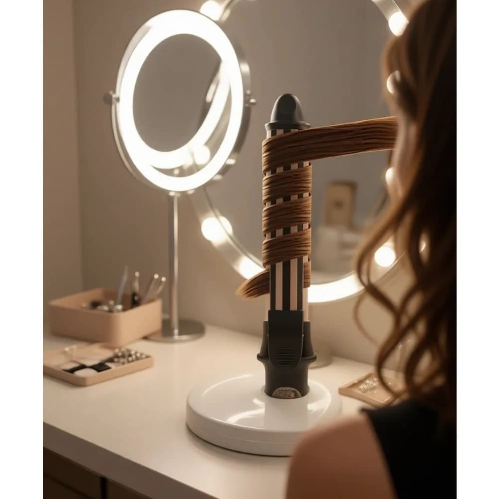 Ferro arricciacapelli automatico da 32 mm con cilindro rotante 450 ° F LCD Dual Voltage Ion Care