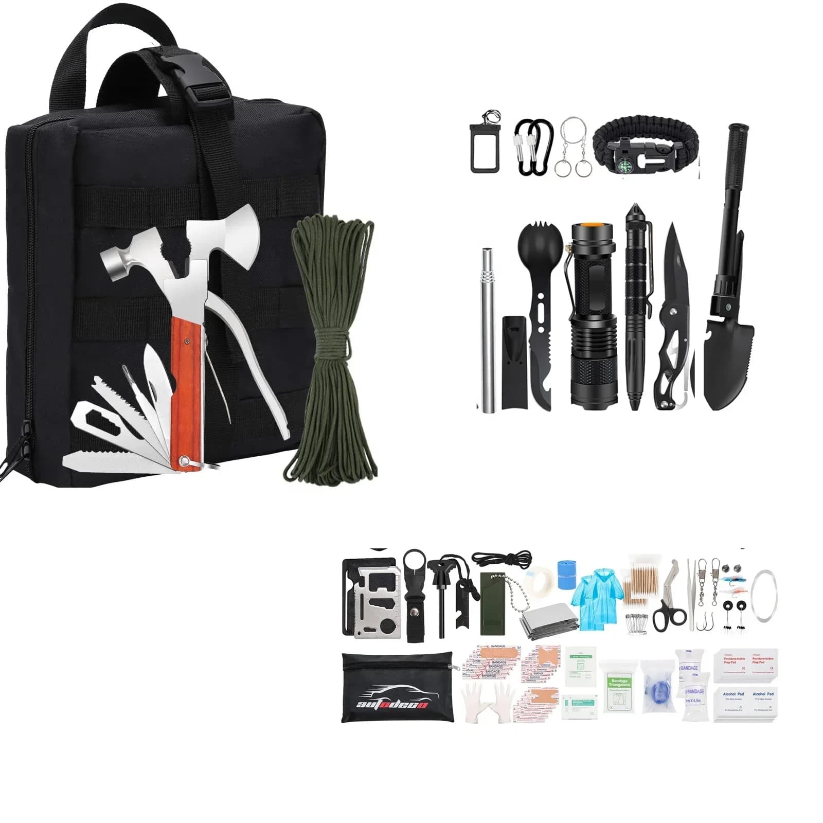 Kit di pronto soccorso da esterno da 206 pezzi, kit di sopravvivenza di emergenza da campeggio con borsa