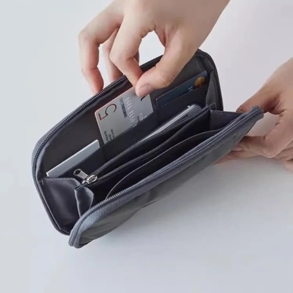 Borsa per passaporto in tinta unita Materiale in nylon Design multifunzionale Portafoglio da viaggio Porta passaporto resistente all'acqua in stile portatile