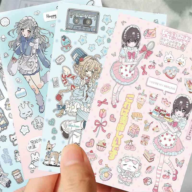 Korean Japanese Cute Cartoon Anime Girl Sticker DIY Scrapbooks Journal Notebook & Phone Decoration Stickers Festival Gifts Set