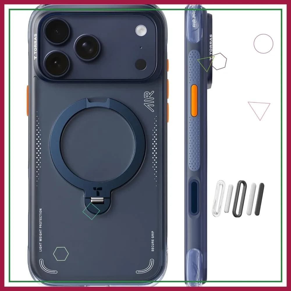 360 ° Custodia Magnetica con Supporto per iPhone 17 Pro Max, Protezione Anticaduta di Grado Militare, Pulsante di Controllo Fotocamera, Antiurto, Blu Notte