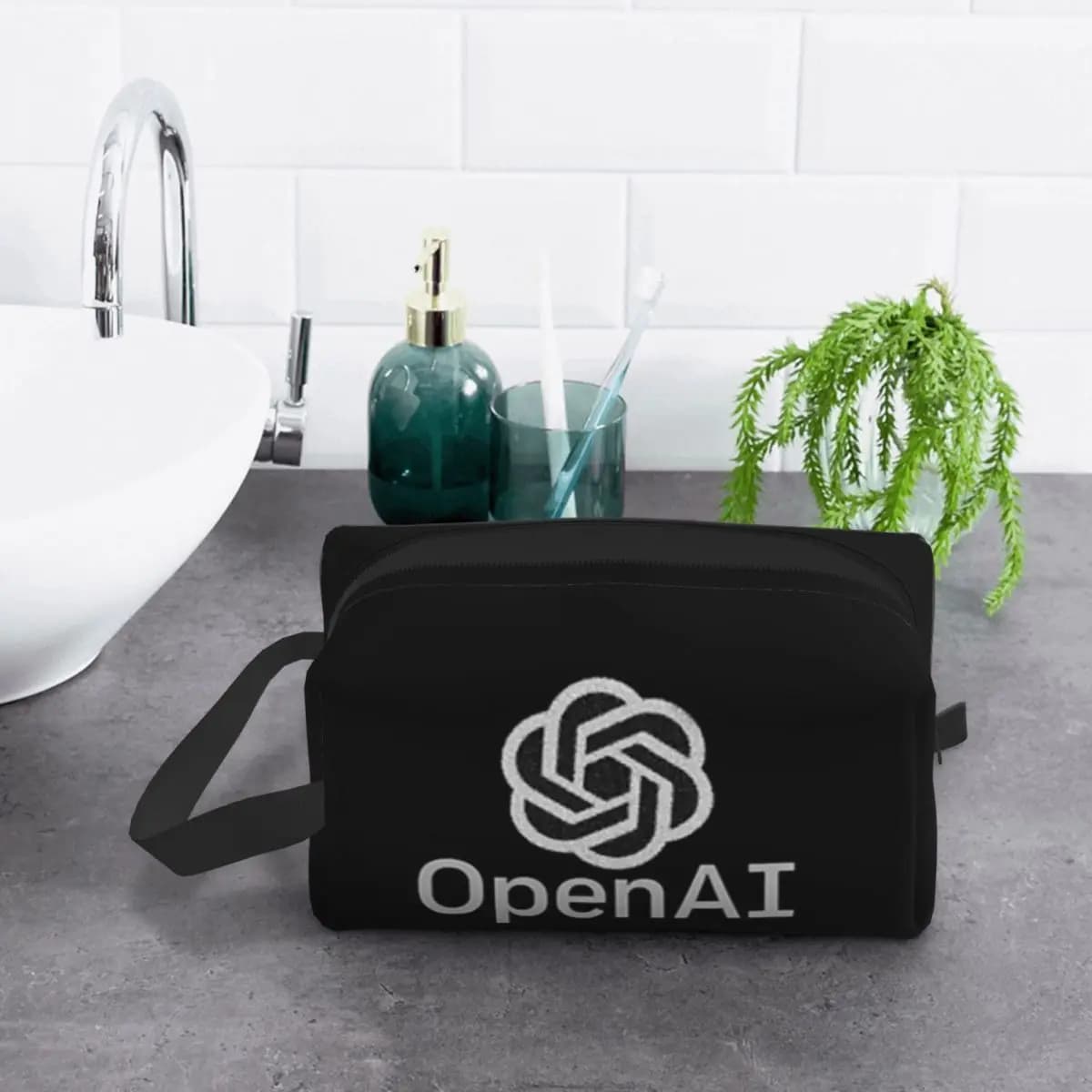 Borsa per Cosmetici OpenAI Chat GPT, Organizer per Trucchi, Beauty Case da Viaggio per Donne, Astuccio per Cosmetici e Accessori