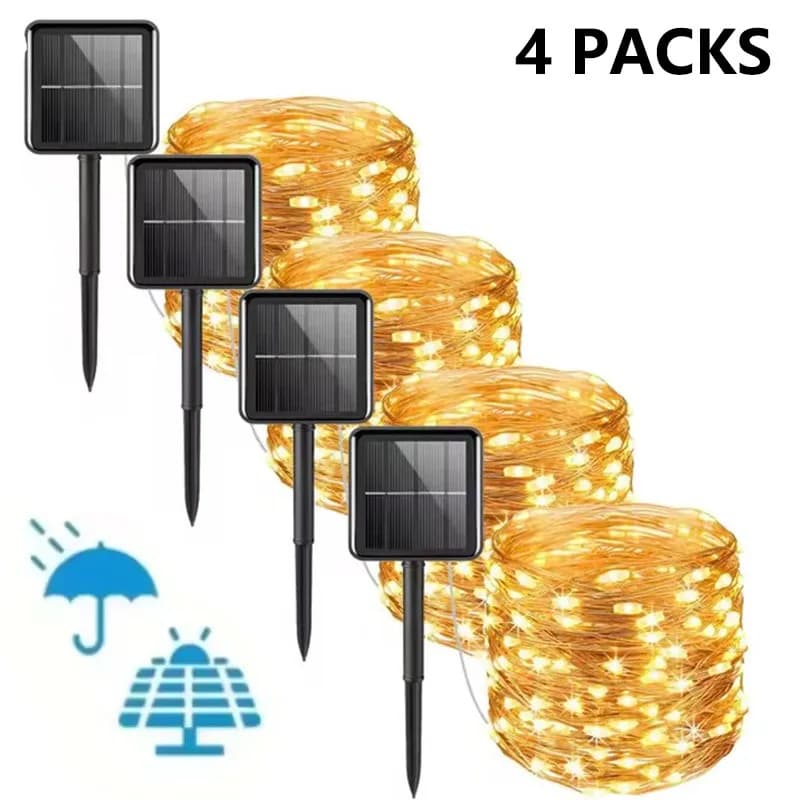 Luci a Stringa LED Solari 7M 12M 22M 32M Impermeabili, Lampade Decorative per Albero di Natale da Esterno
