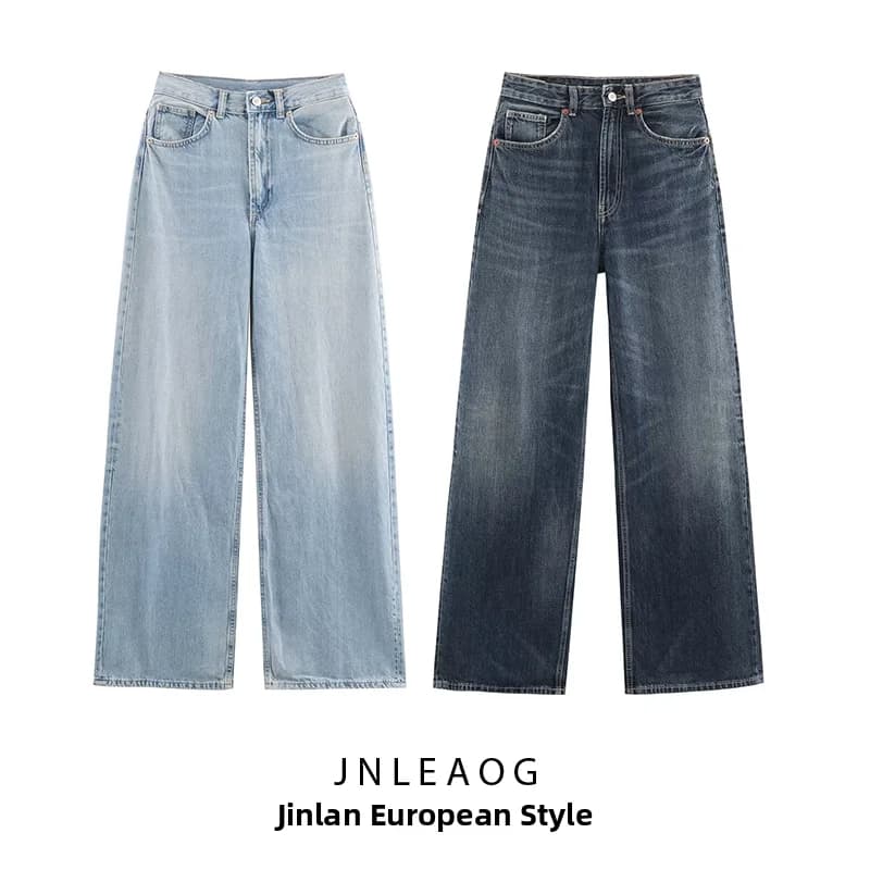 High Waist Wide Leg Jeans Women's Fashion Versatile Summer New Style JNLEAOG Casual Pants High Waist Polyester Fiber