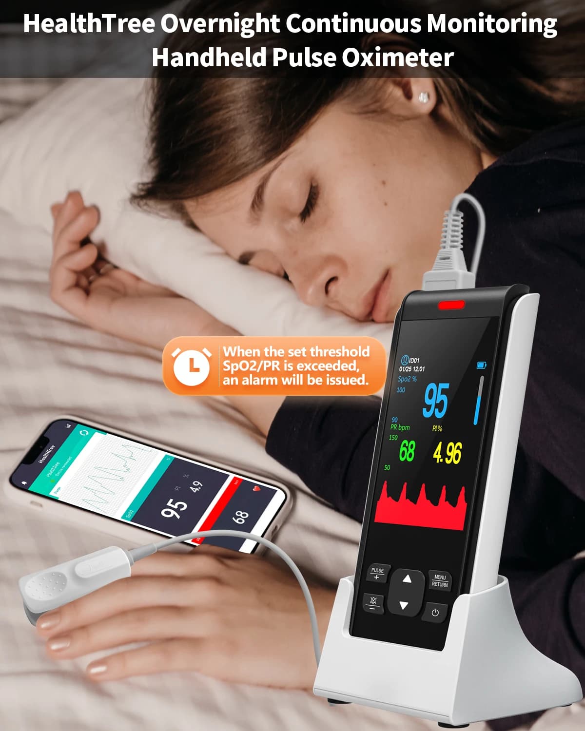 HealthTree Portable Medical Pulse Oxygen Control Bluetooth APP Oxygen Oxygen Blood Cardiofrequencymetro Child Adult Neonatal