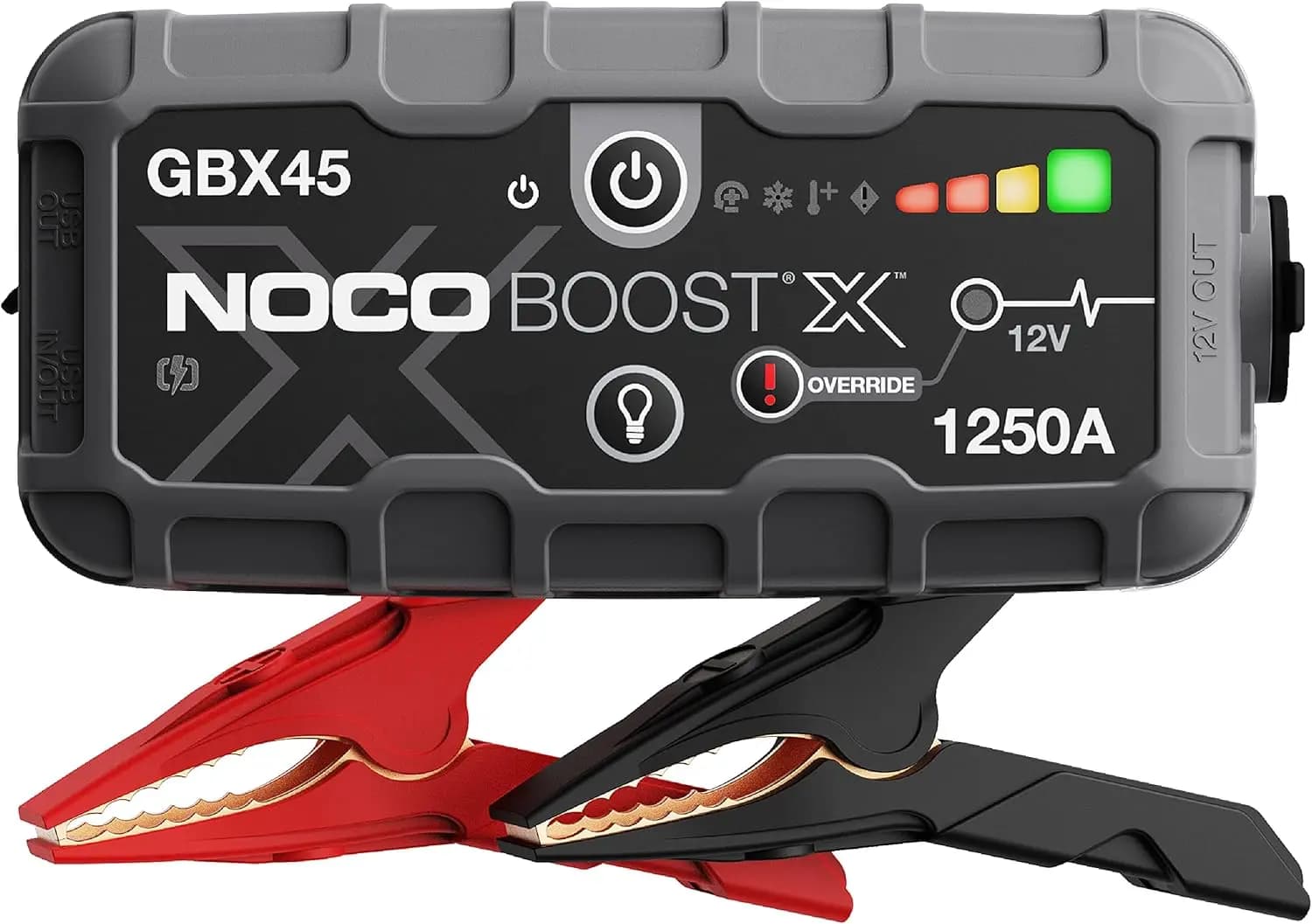 X GBX45 1250A UltraSafe Jump Starter – Amplificatore al litio da 12 V, Power Bank portatile e cavi jumper per motori a gas da 6,5 litri e 4,0 litri