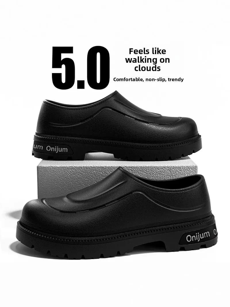 Men's Slip-On Work Shoes Waterproof Kitchen Special Oil Resistant Non-Slip Chef Shoes Casual Fashionable Boots for Men