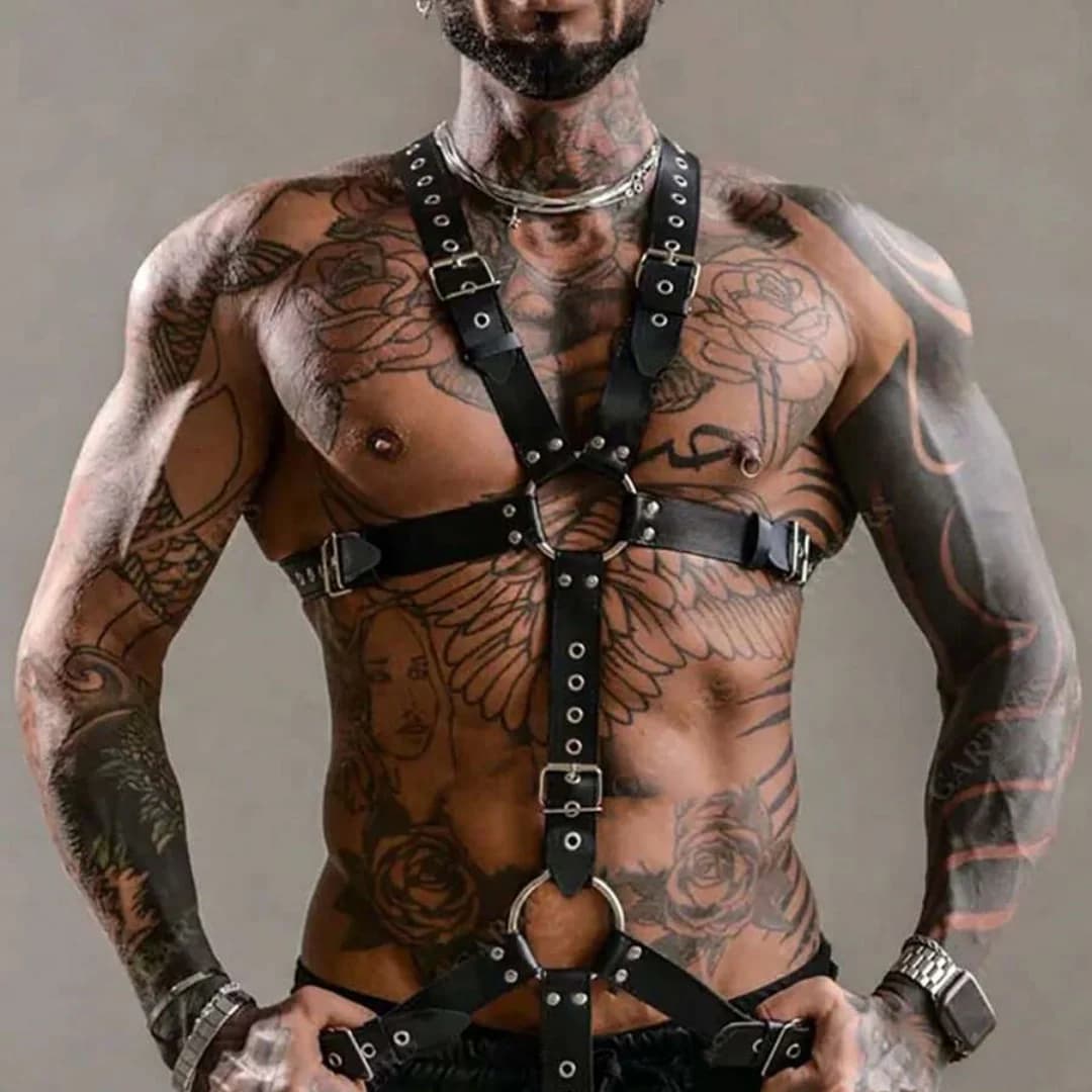 Men Sexy Leather Vest Bondage Lingerie Belt Harness Adjustable Body Chest Harness Full Body Belt Strap Belt Exotic Accessorie