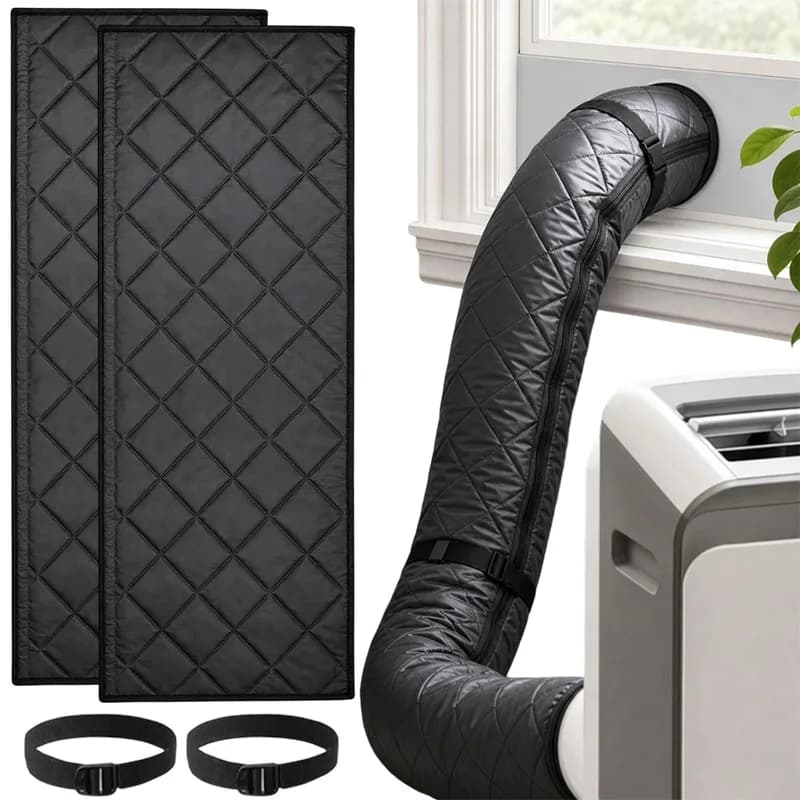 Portable AC Exhaust Hose Insulation Wrap Oxford Cloth Heat Shield Waterproof Wear Resistant Zipper Velcro Closure Fixing Straps