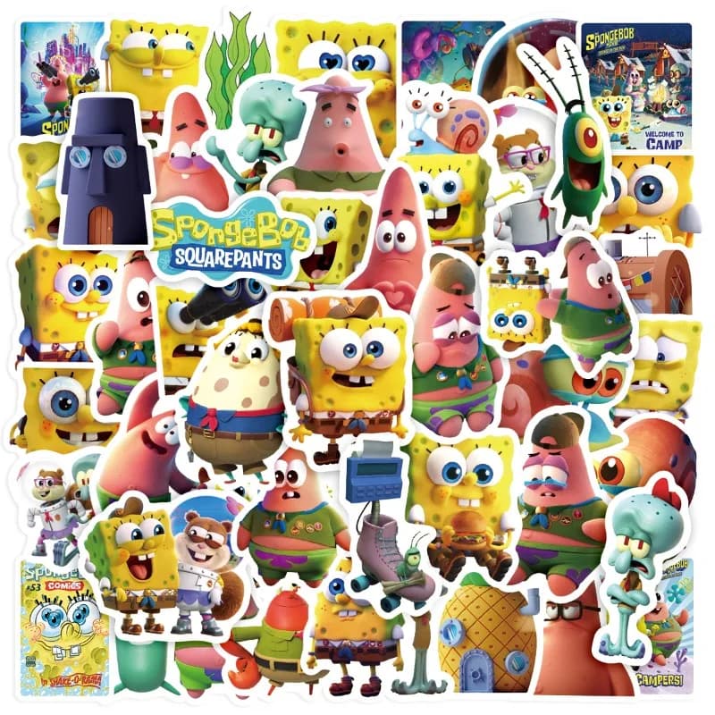 50 pezzi SpongeBob SquarePants Patrick Star adesivi tazza per chitarra frigorifero notebook bagagli adesivi decorativi all'ingrosso