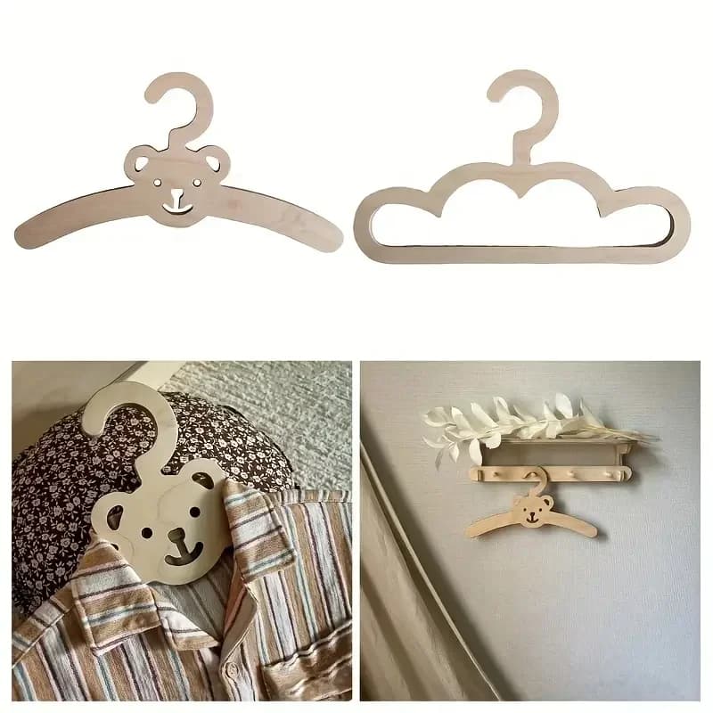 cloud-shaped baby clothes drying rack wooden foldable round corner hanger for pets thickened hanging organizer for baby clothes