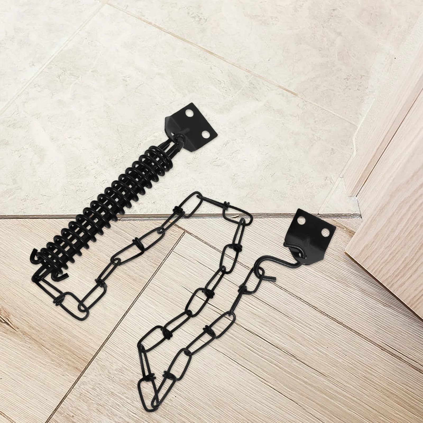 2 set di catene di sicurezza in metallo per porte, catena antivento con maniglia in stile americano, limitatore per porte regolabile per interni ed esterni