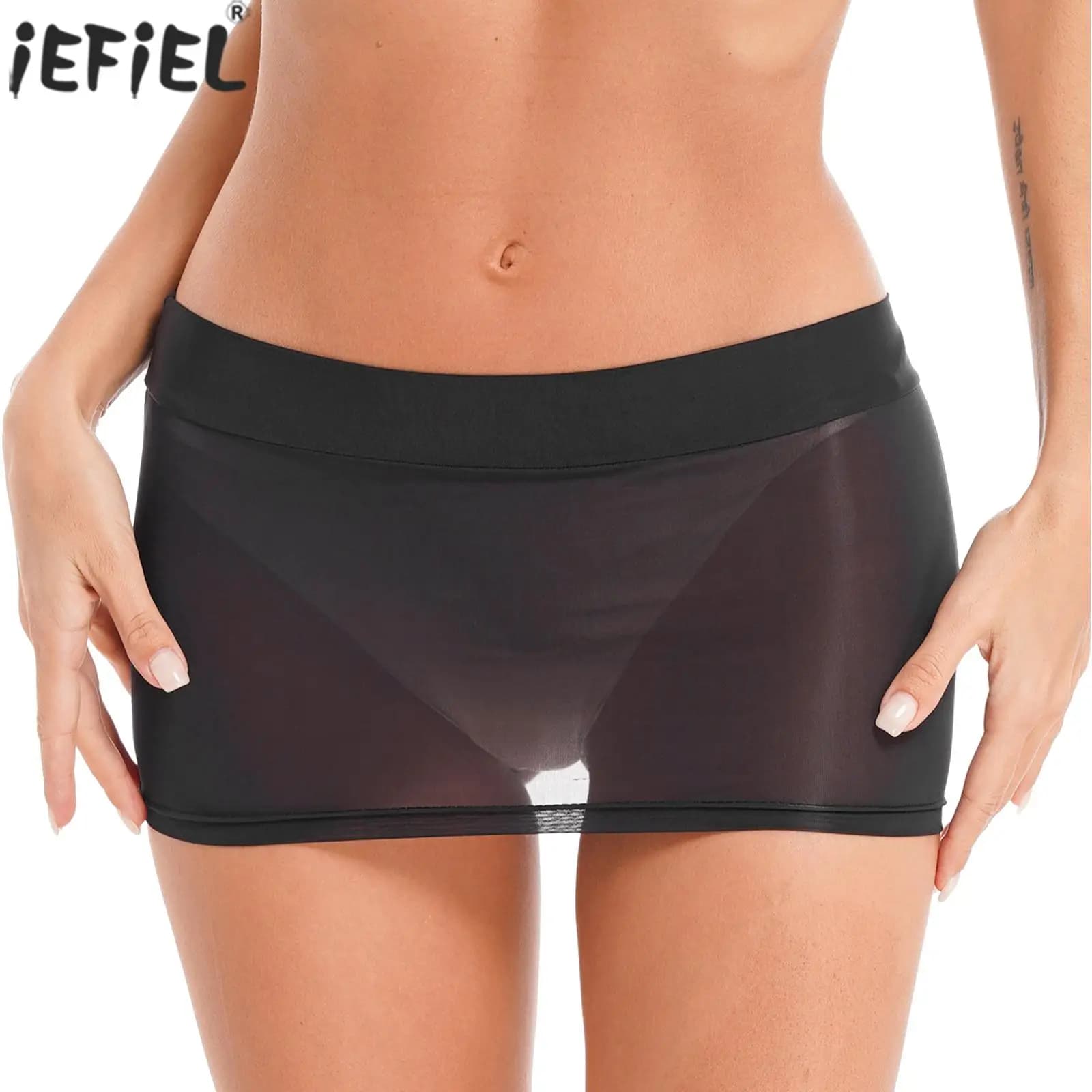 Gonna trasparente tentazione lingerie da donna Gonna a tubino avvolgente in rete trasparente ultra sottile per gonne da notte per lingerie erotica