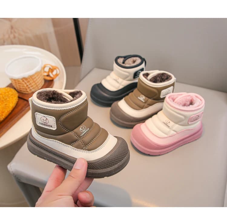 Toddler Fleece Lined High Top Winter Sneaker, Waterproof Upper Protective Toe Cap Non-Slip Casual Shoes Boys Girls Size 21-30