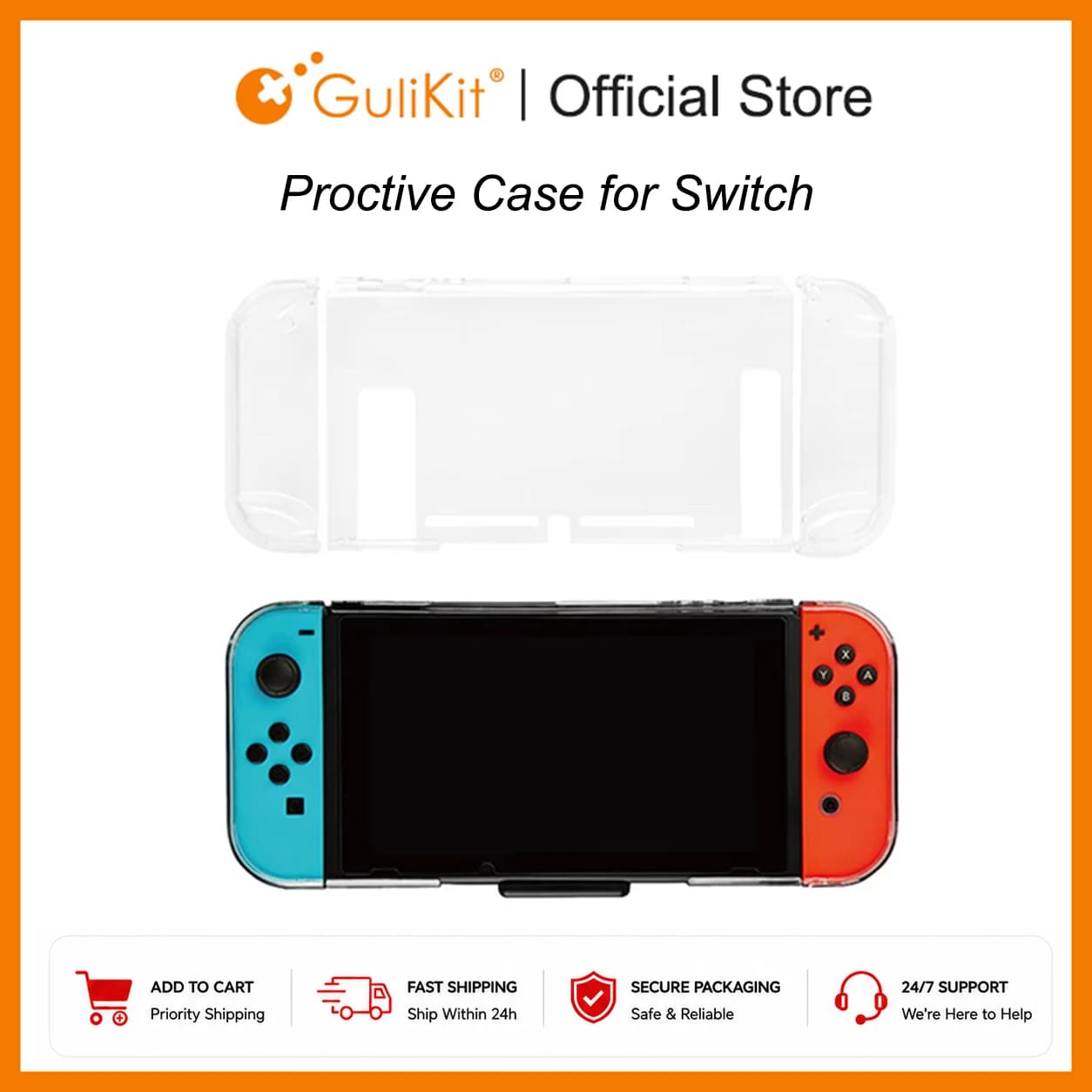 Gulikit NS17 custodia in cristallo trasparente per Nintendo Switch NS Switch 360 custodia protettiva compatibile con ROUTE AIR Dock
