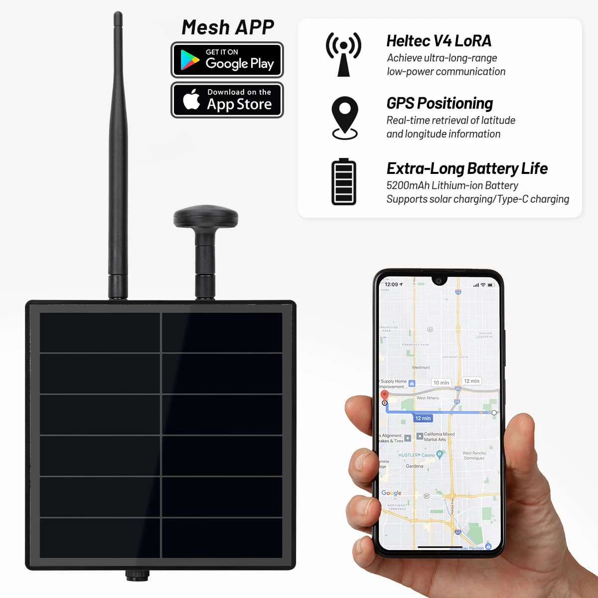 Ripetitore Solare D5L LoRa con Modulo WiFi Heltec Integrato, Rete Mesh LoRa 32 V4 con Modulo GPS Compatibile con Kit Meshcore Meshtastic