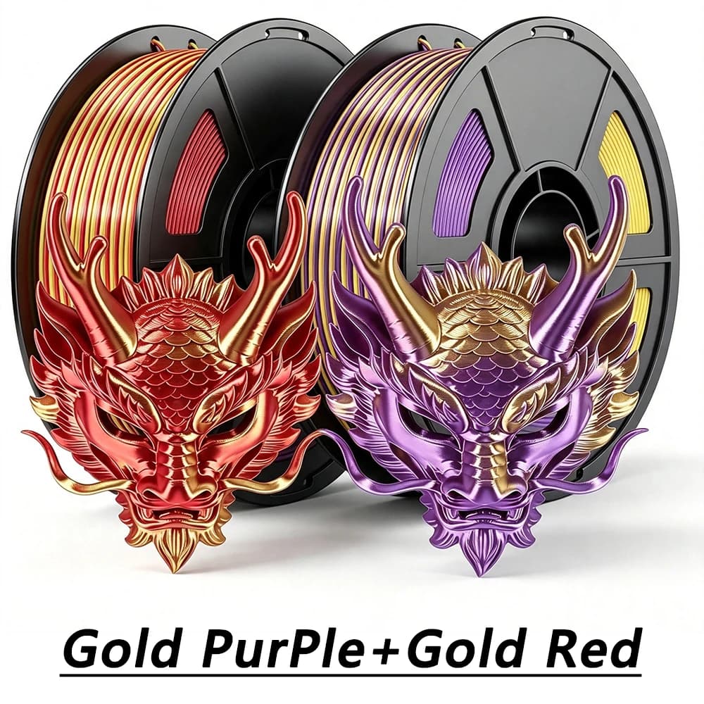 3D Printer Filament PLA silk gold purple and PLA silk gold red 1.75mm 3D Printing Filament 250gx2 Independent vacuum packaging