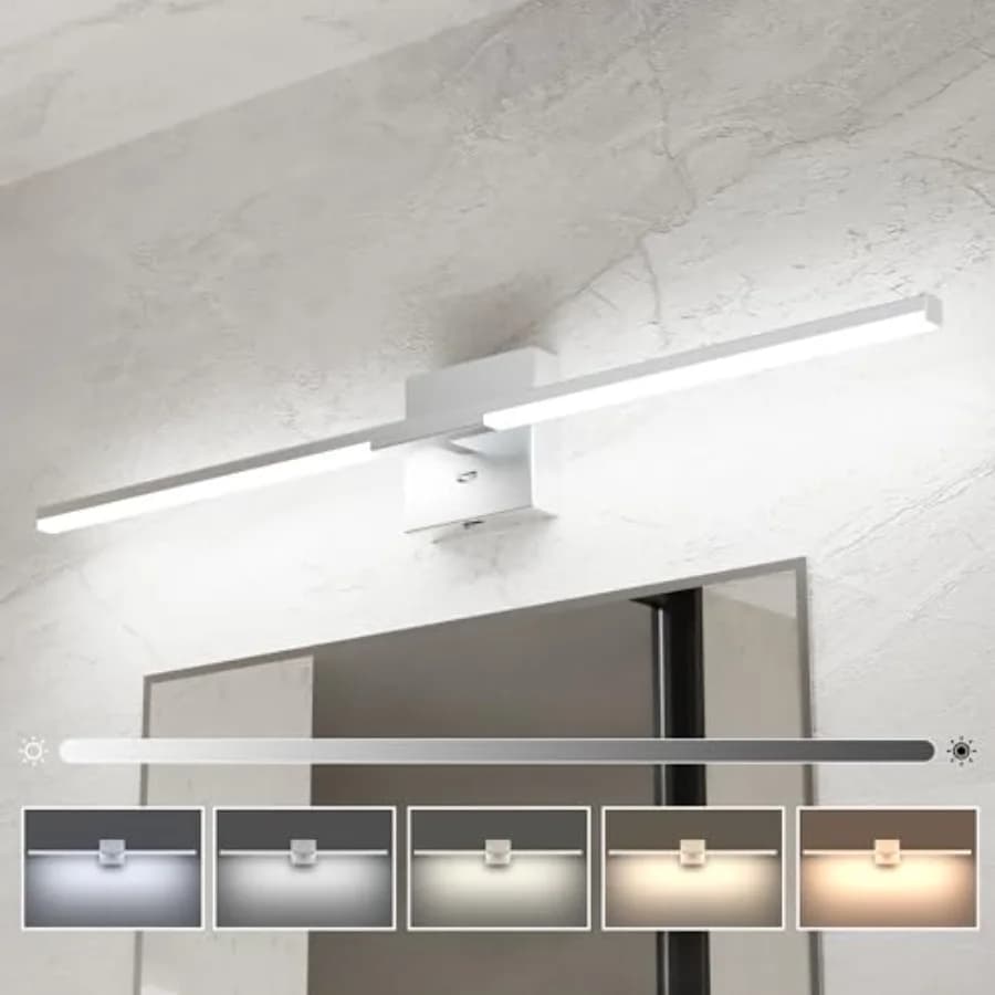 Lampada Moderna per Specchio da Bagno con Dimmer Integrato, 18.5W Dimmerabile, Luci LED 5CCT per Specchio e Mobile da Bagno