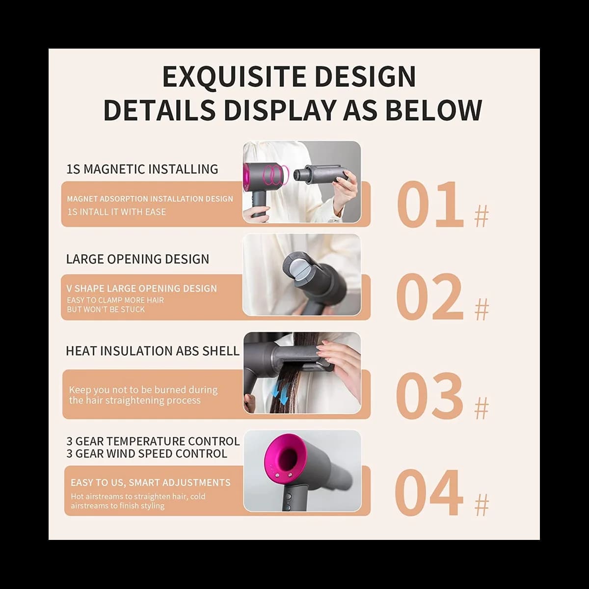 For HD01/HD02/HD03/HD04/HD08/HD15 Hair Straight Hair Clip for Straight Edge + Wide Tooth Combs Styling Tool-ABPX