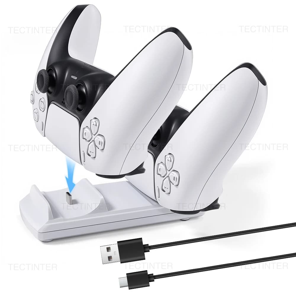 Base di Ricarica Rapida Doppia per Controller Wireless PS5, Stazione di Ricarica Type-C per Gamepad PlayStation 5