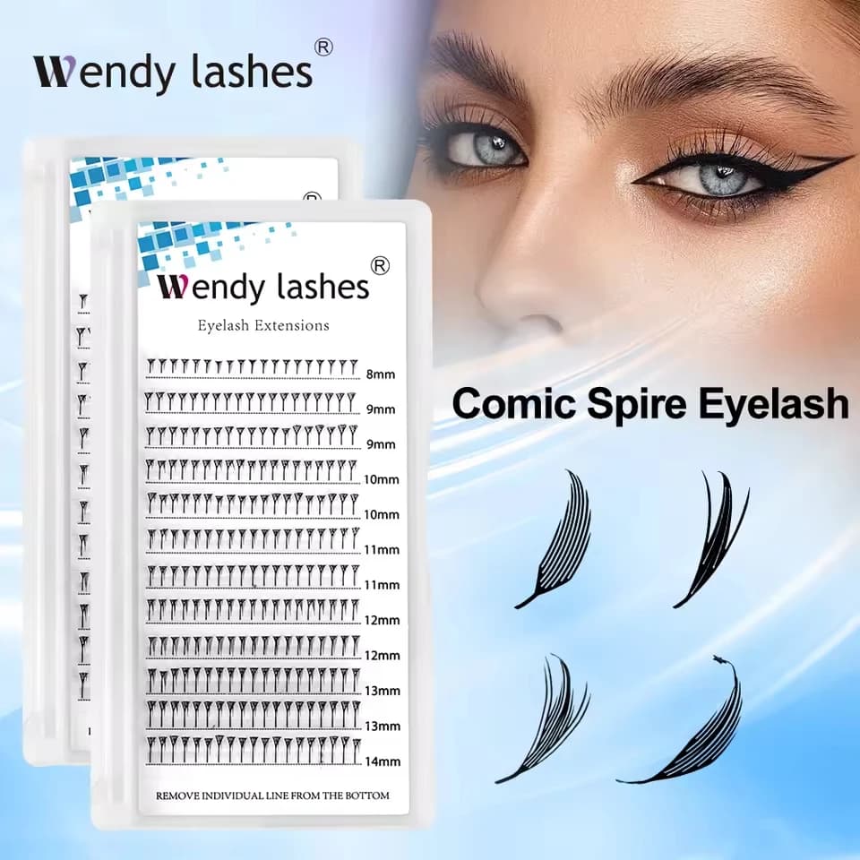 WENDY Comic Spire Ciglia ExtensionsC/D Curl Mix 8-14mm New Tower Fans Premade Spikes Ciglia Cartoon per il trucco anime