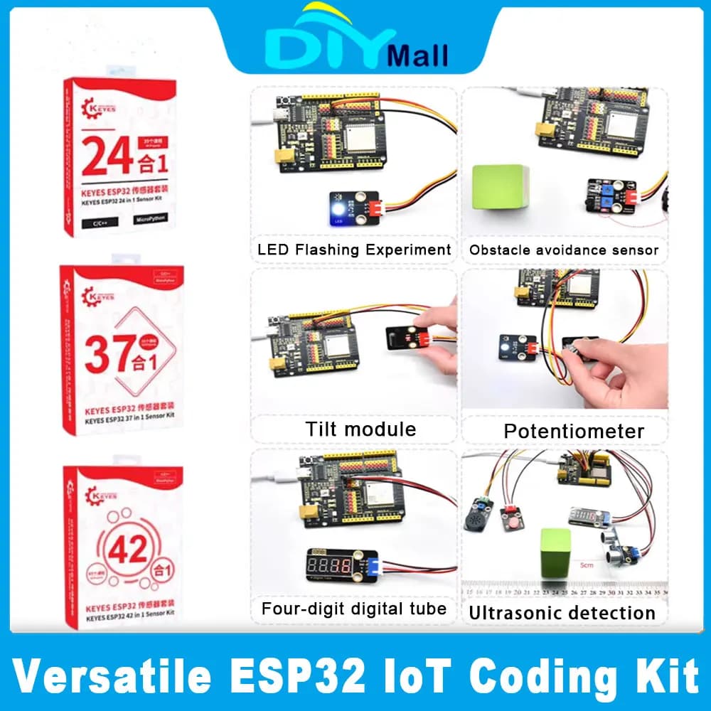 Kit sensore di sviluppo WiFi IoT ESP32 con programmazione MicroPython Blocchi di costruzione compatibili con Arduino 42/37/24 in 1