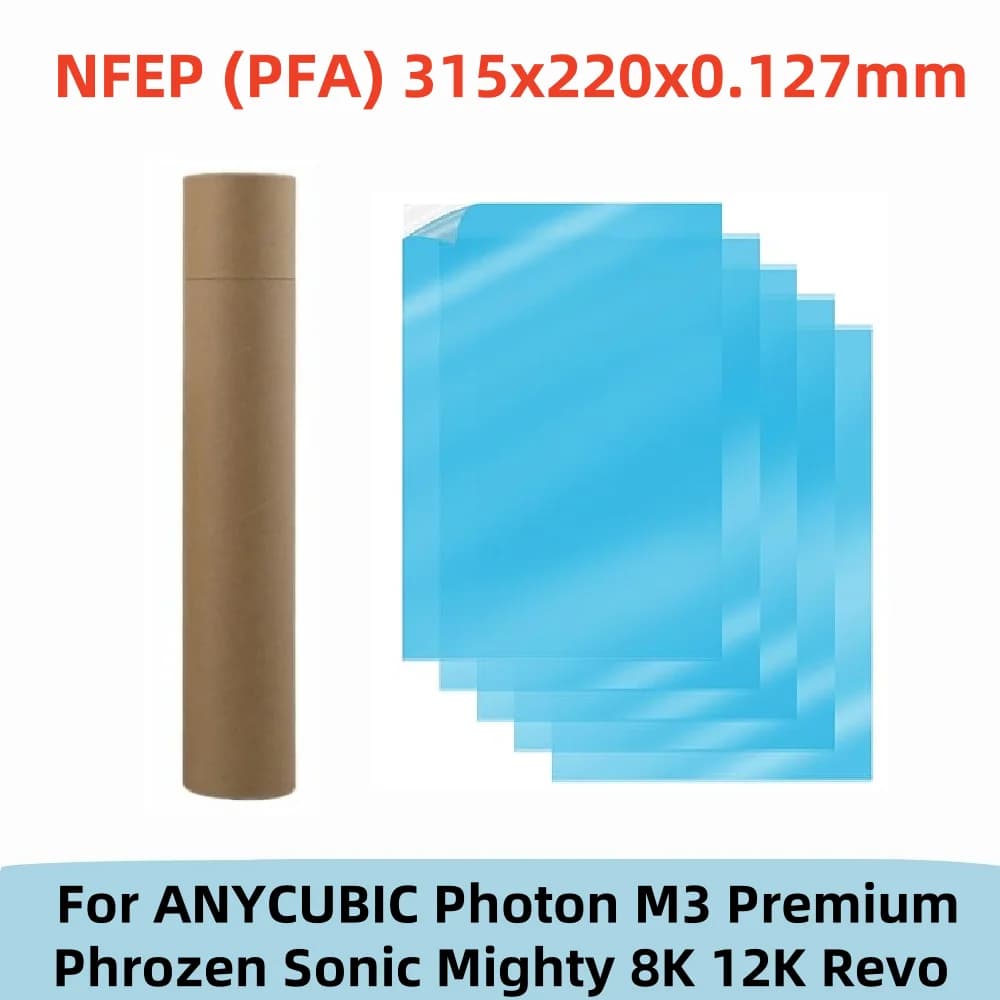 5 Pezzi Film NFEP da 10 pollici 315x220x0.127mm Film PFA per stampante 3D ANYCUBIC Photon M3 Premium Phrozen Sonic Mighty 8K 12K Revo