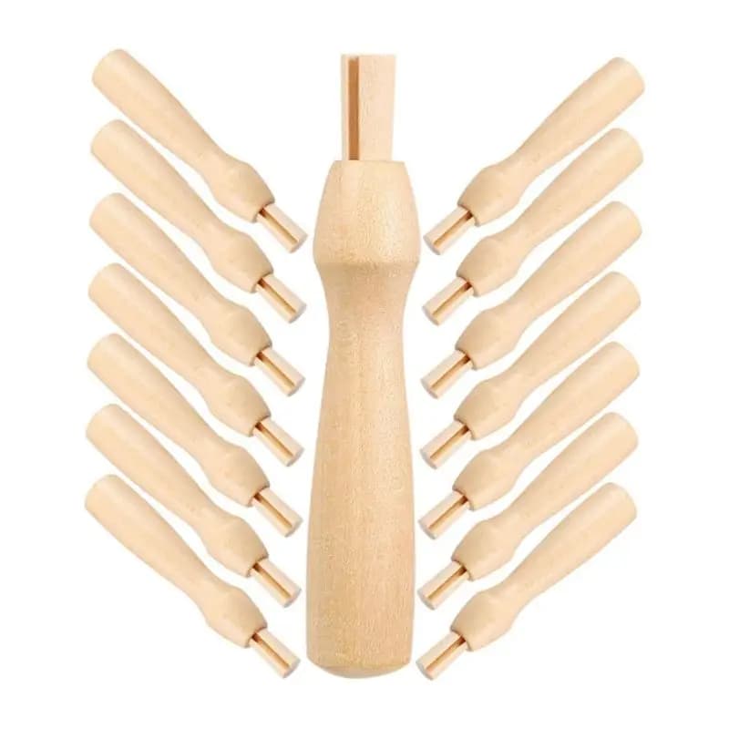 16Pcs Poking Fun Tool Felting Needles Handles Felting Handles Needle Felting Handle Kit Punch Hole Wood Component-B51B