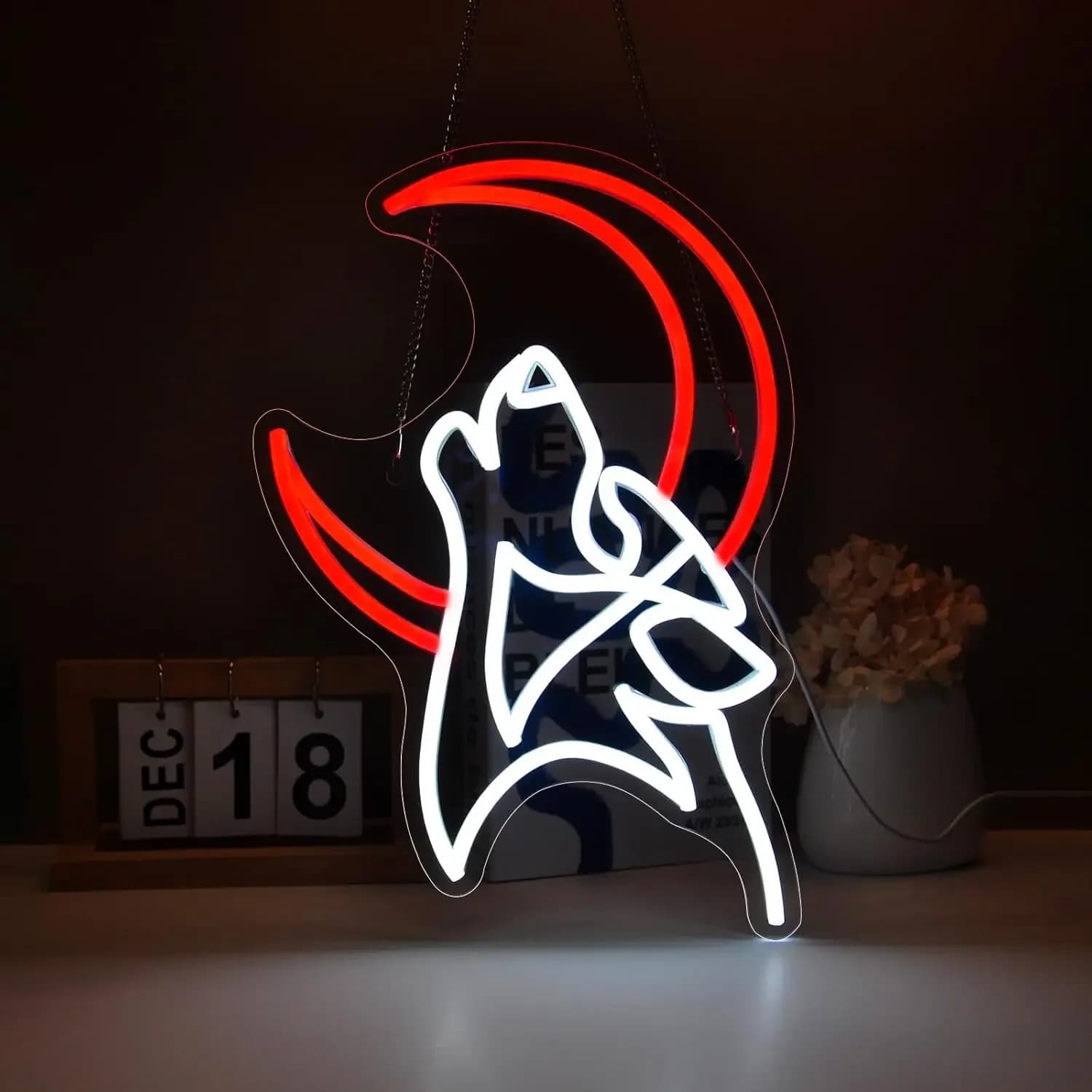 Insegna al Neon LED con Lupo che Urla alla Luna, Decorazione da Parete per Camera da Letto, Bar, Man Cave, Simbolo di Libertà e Spirito Selvaggio, Regalo Unico per Uomini