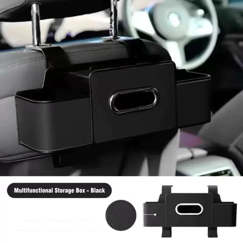 Multifunctional Car Seat Back Storage Box, Rear Seat Organizer with Tissue Bag, Cup Holder & Phone Stand Backseat Car Organizer