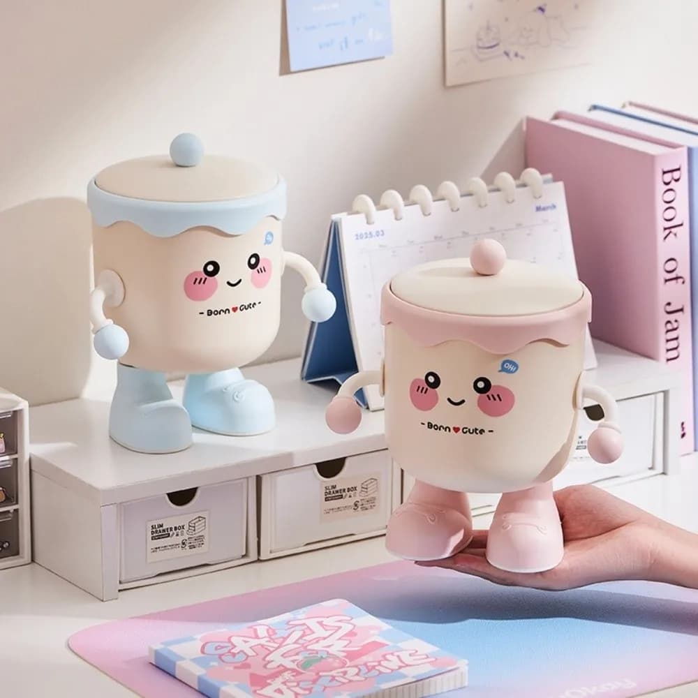 New Cartoon Style Desktop Organiser Miniature Size Multipurpose Pen Holder DIY Space-Saving Desktop Waste Basket Office Desktop