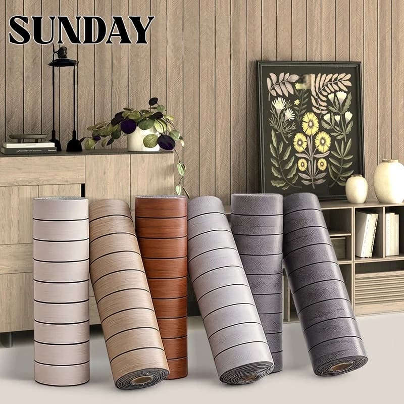 3D Fake Slot Grid Wall decals in thick foam Decor Striped grid with wood veins Detachable and pasted wallpaper Bedroom Walls