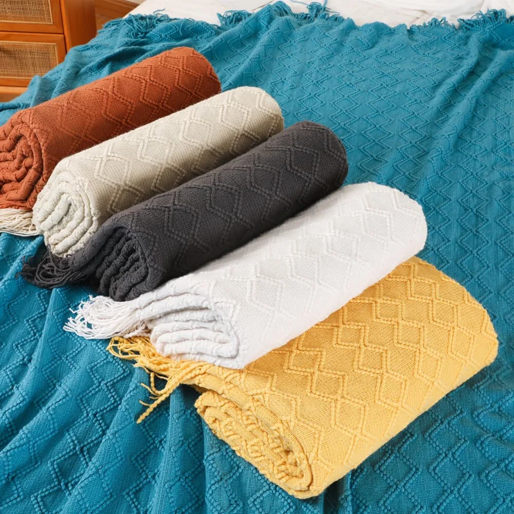 127x172 CM Stile Nordico Copridivano Coperta Ufficio Pisolino Coperte Nap Nappa Filato Lavorato A Maglia Per Il Tempo Libero Aria Condizionata Piccole Coperte di Lana