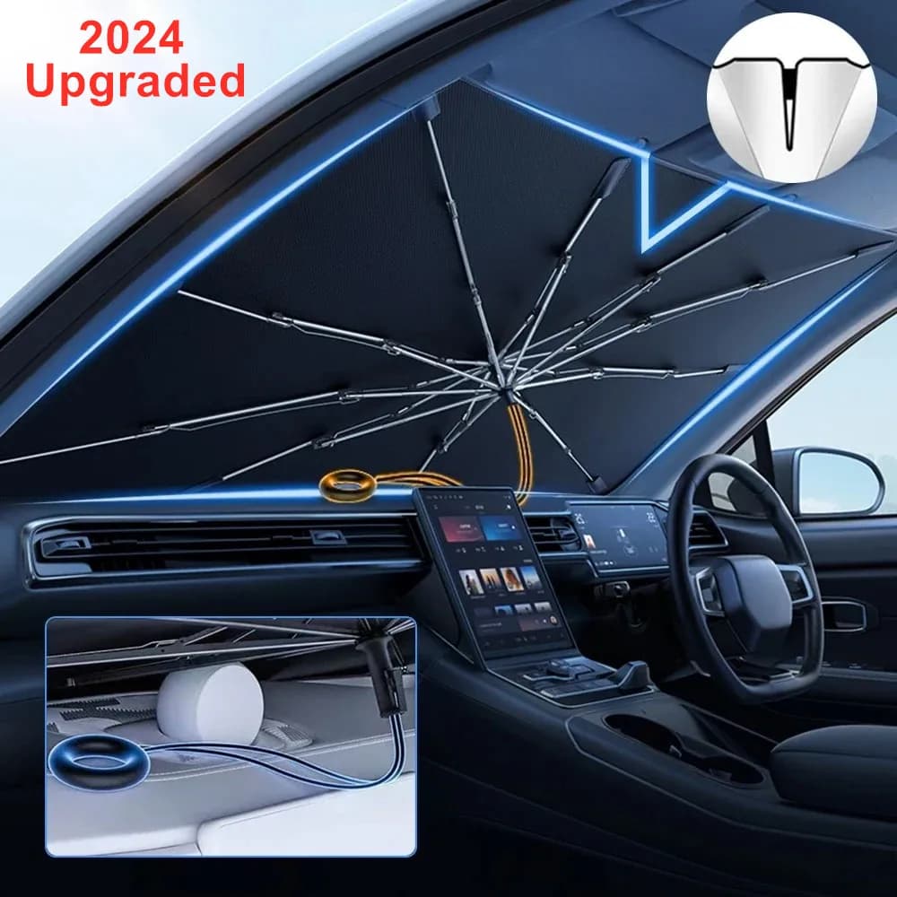 NUOVO Aggiornato Parabrezza per Auto Parasole Anti-Uv Ombrello Pieghevole Parasole per Auto Finestrino Anteriore per Blocco Raggi UV e Protezione dal Calore del Sole