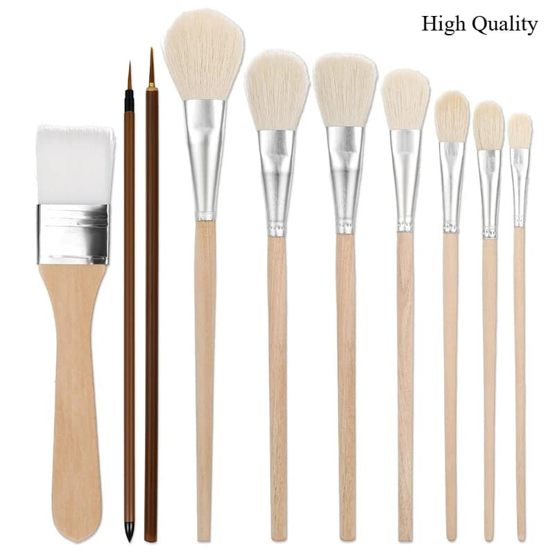 7/10/12 pezzi set di pennelli professionali per mop in misto pelo di capra con pennelli per dettagli fini pittura a olio per acquerello a guazzo acrilico