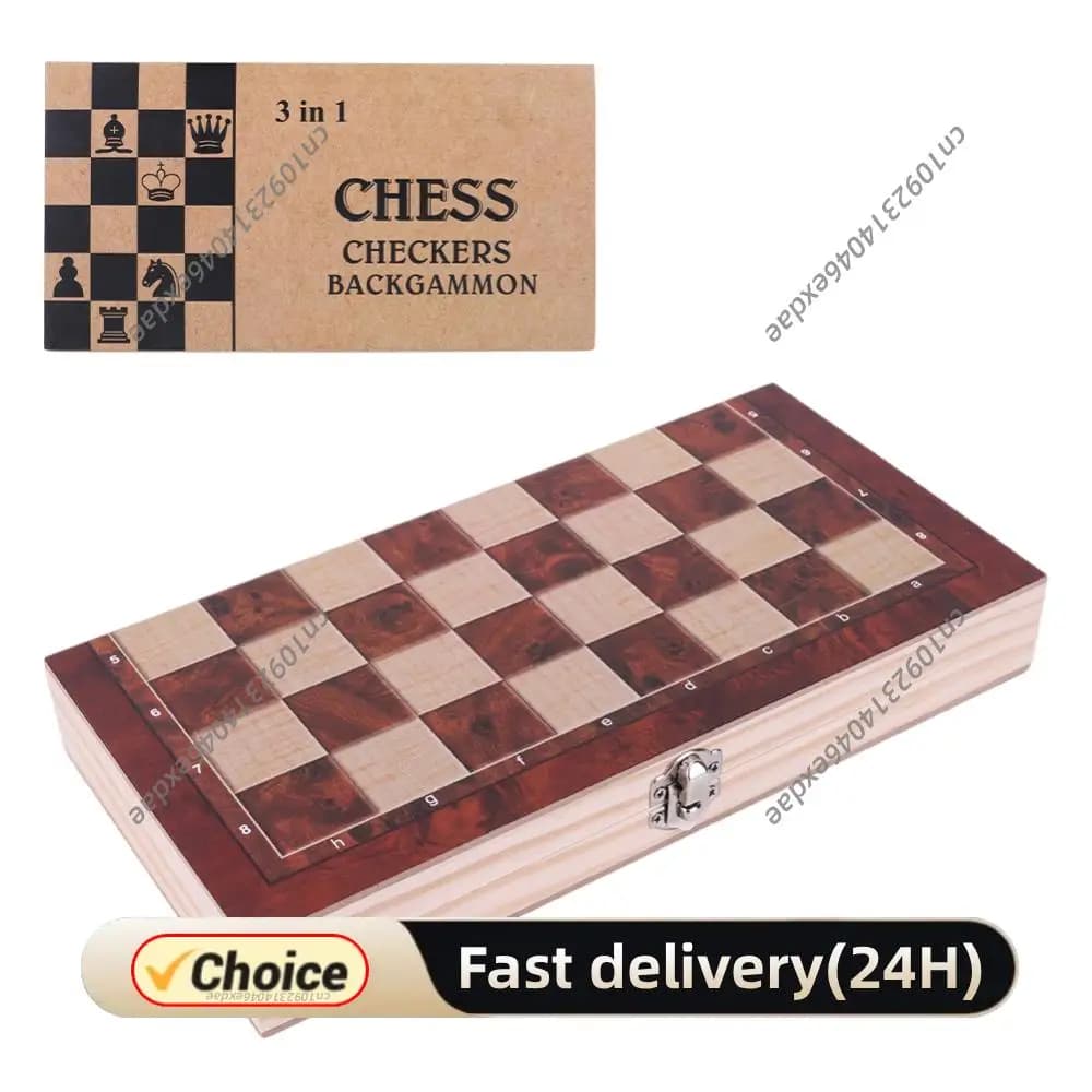 Set di Scacchi, Dama e Backgammon 3 in 1 29x29cm, Gioco in Legno Pieghevole per Sviluppare il Pensiero Strategico, per Bambini e Adulti